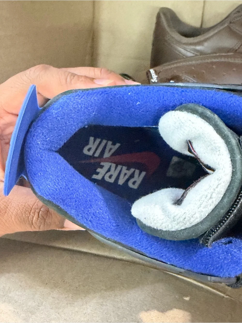 Jordan Men's Black Sneakers with Royal Blue and Red Accents
